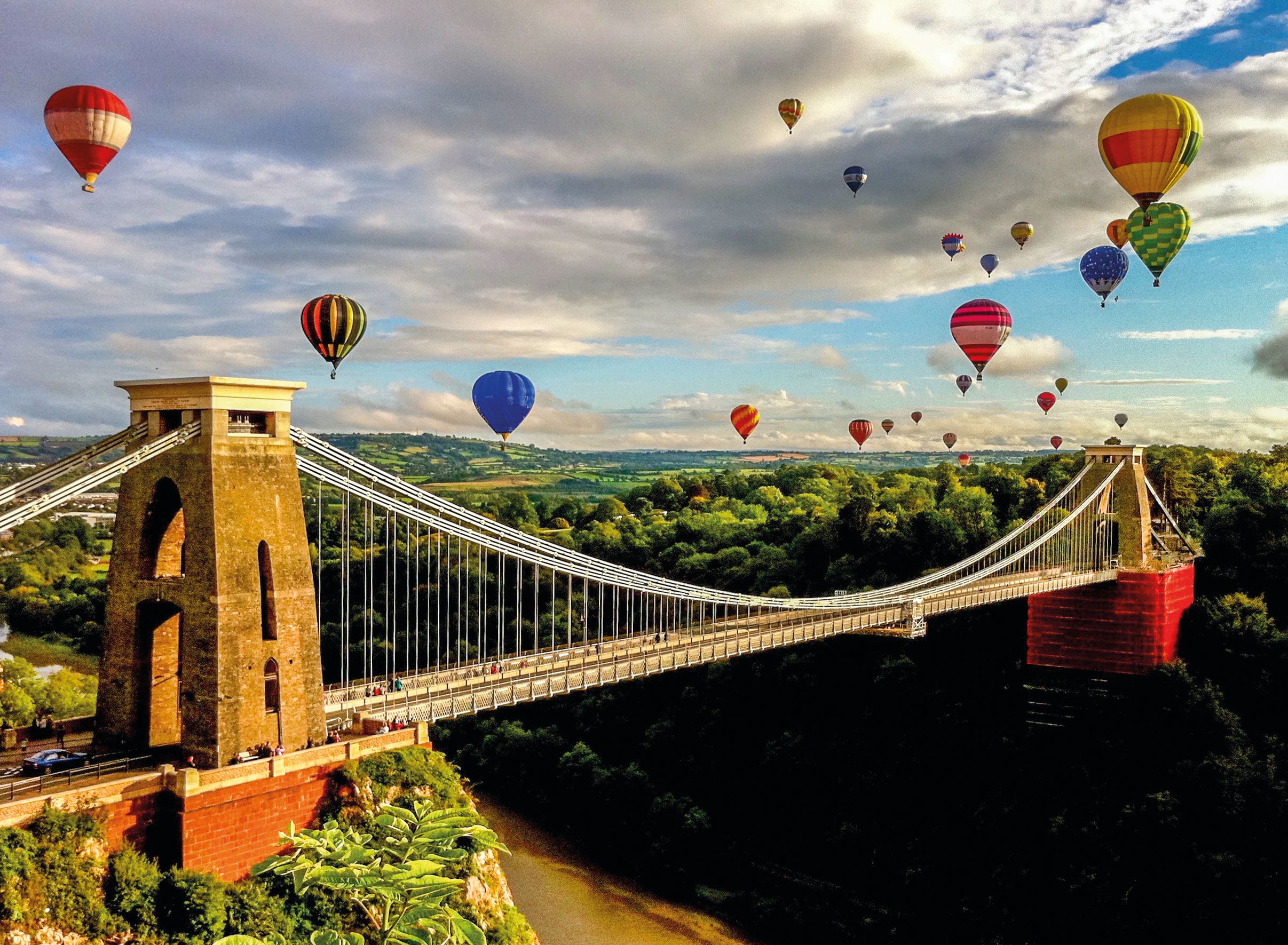 The Clifton Bridge surrounded by hot air balloons