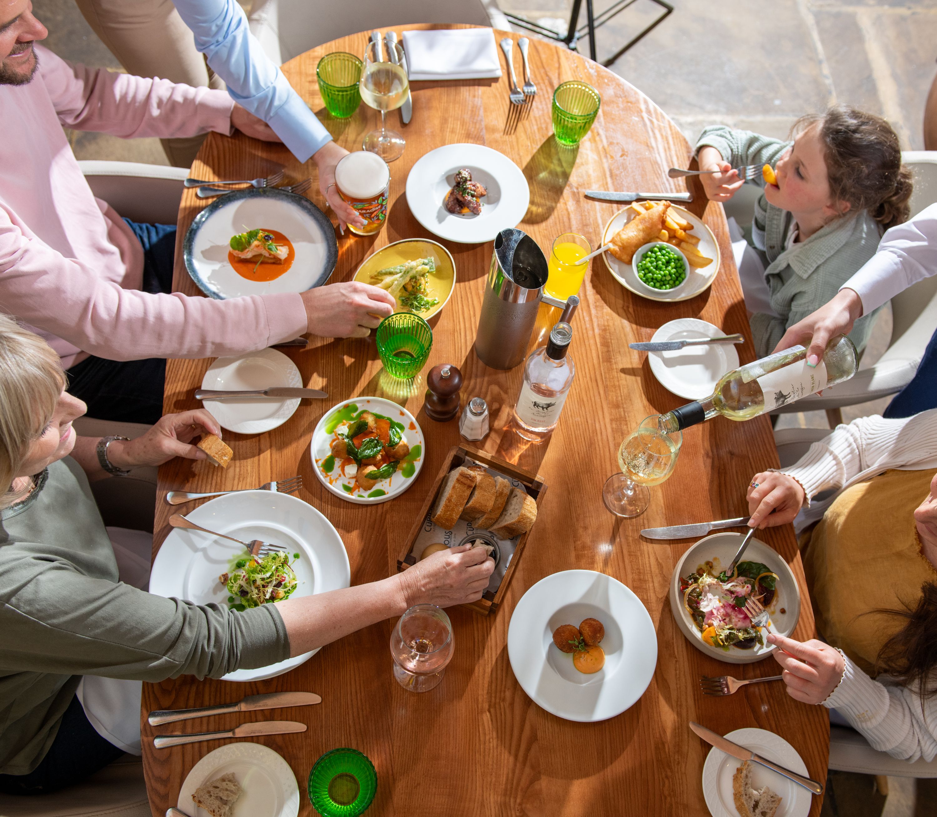 A family enjoying a meal together